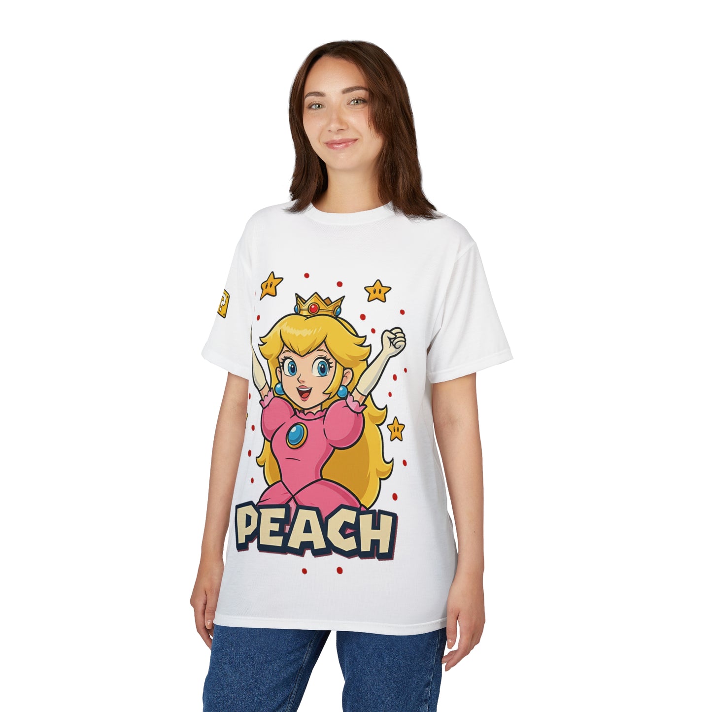 Unisex Peach Character Tee - Fun Casual Wear, Gaming Apparel, Birthday Gift, Retro Style, Everyday T-Shirt